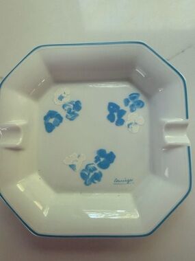Courrèges Vintage Porcelain Ashtray France Nuage Bleu